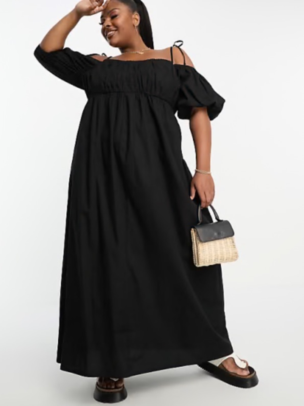 NWT ASOS Off-Shoulder Cotton Maxi Dress